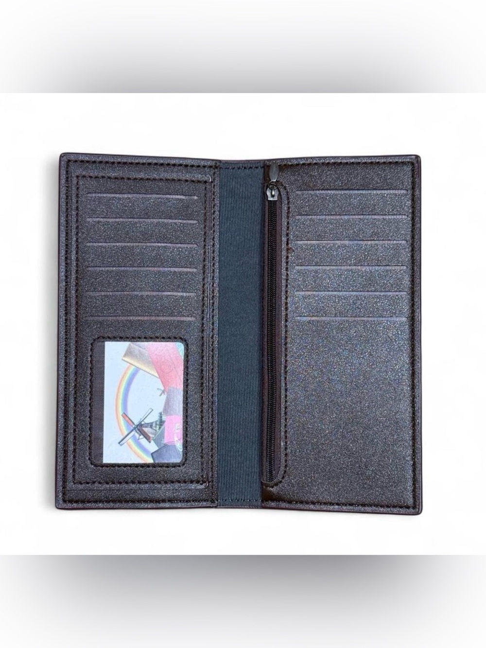 Men's Black Long Card & Key Holder Wallet with Zipper